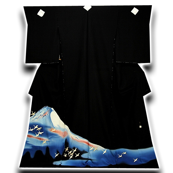 皇室献上作家-熊谷慶雲」 大観霊峰飛鶴 浜ちりめん 最高級 黒留袖