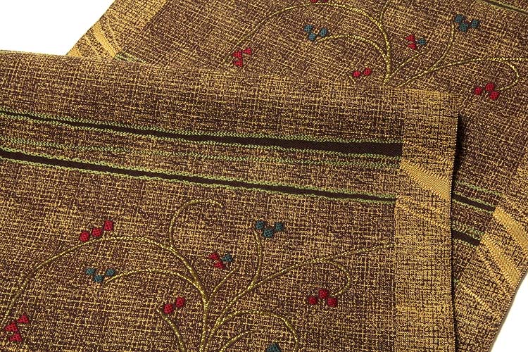 全通 泥染」 【伝統工芸士 永野和年-作】 博多 あわせ帯 緑印 正絹 8