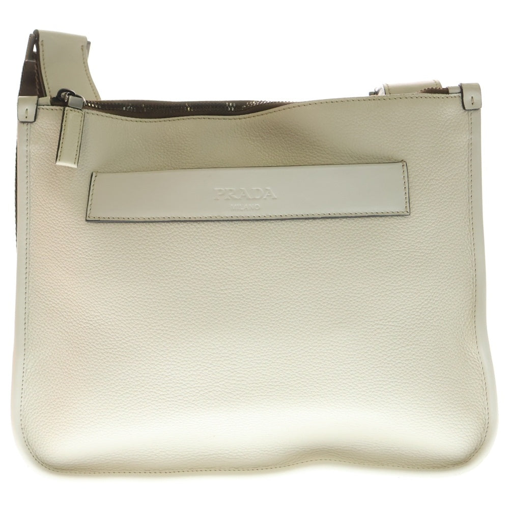 PRADA(プラダ) TORO 三角プレート ショルダーバッグ アイボリー レザー