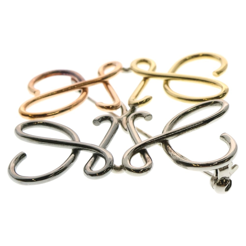 LOEWE(ロエベ) アナグラム ブローチ バッジ ゴールド×シルバー×ピンク