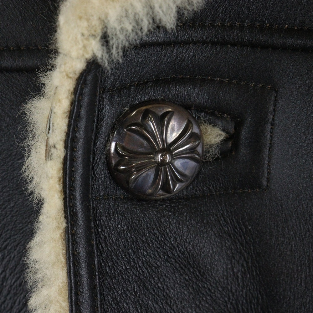 CHROME HEARTS(クロムハーツ) クロスボールボタン レザー ムートン