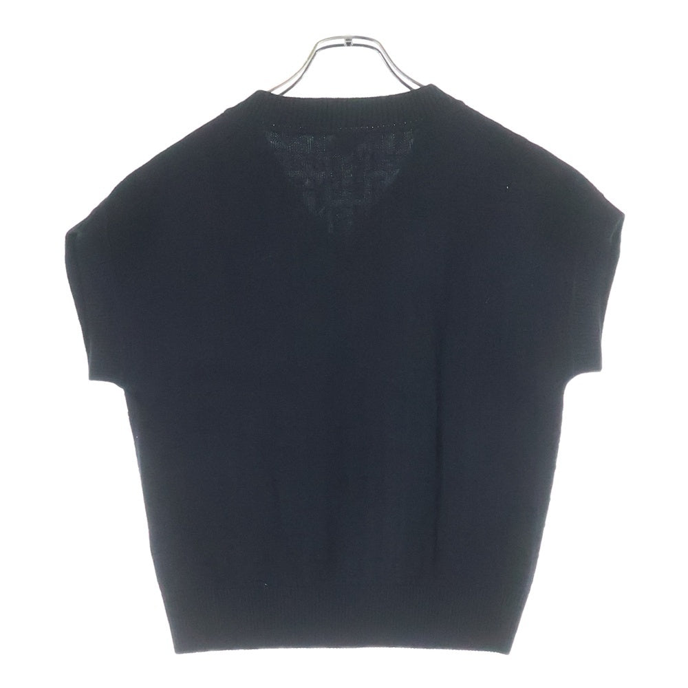 HERMES(エルメス) H柄 Vネック ニットベスト ブラック レディース