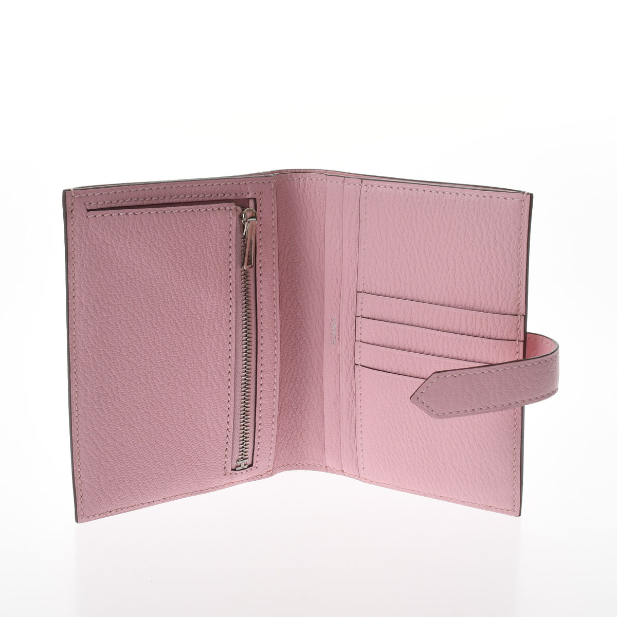 エルメス ベアン コンパクト ローズサクラ/パラジウム金具 シェーブル