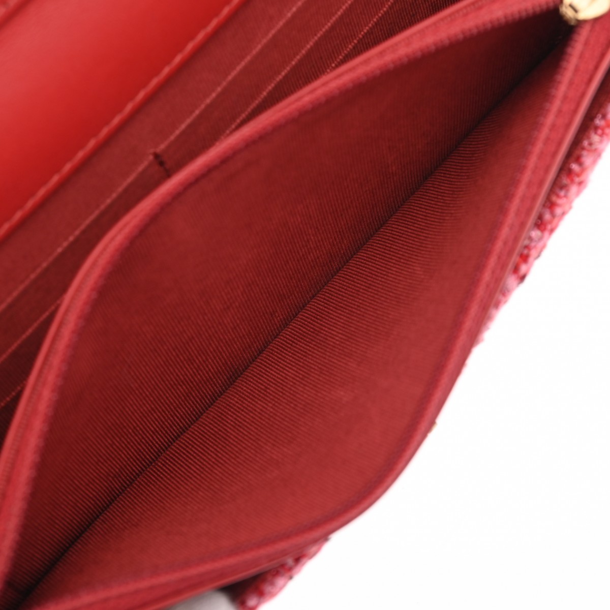 シャネル 2.55チェーンウォレット レッド ツイード レディース バッグ