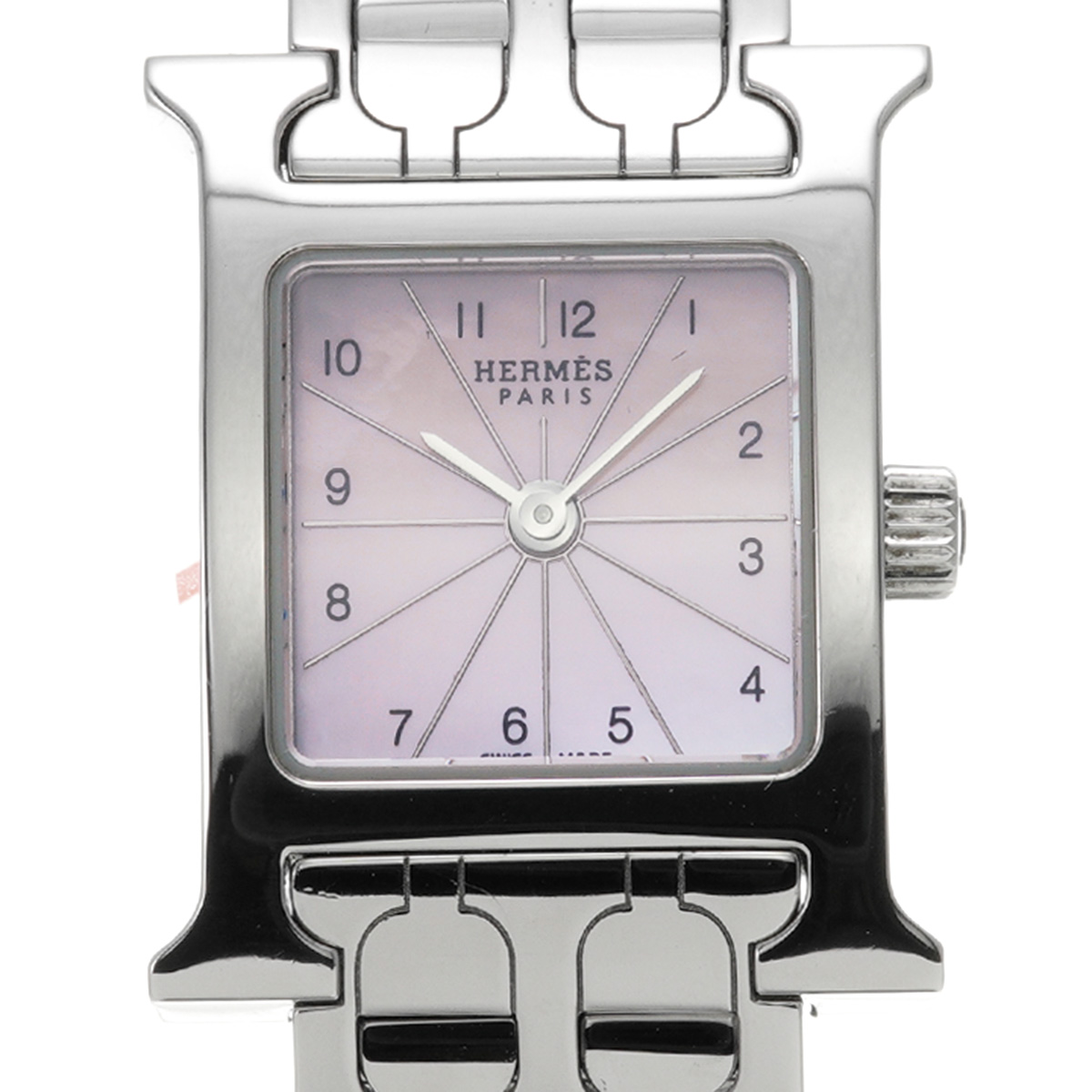 エルメス / HERMES Hウォッチ ミニ HH1.110 ピンクシェル レディース