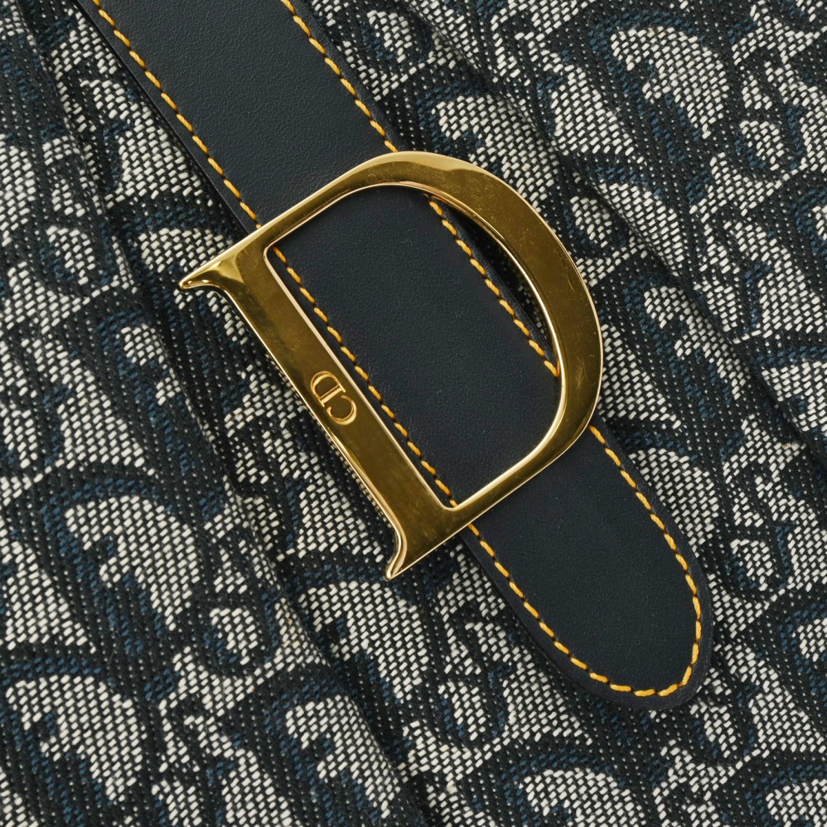 ディオール ダブルサドルバッグ トロッター柄 ネイビー/ゴールド金具