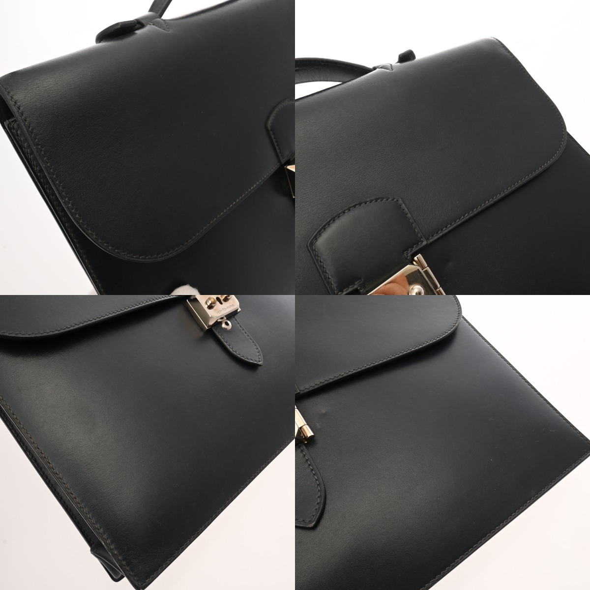 エルメス サックアデペッシュ 34 ブルーインディゴ ボックスカーフ