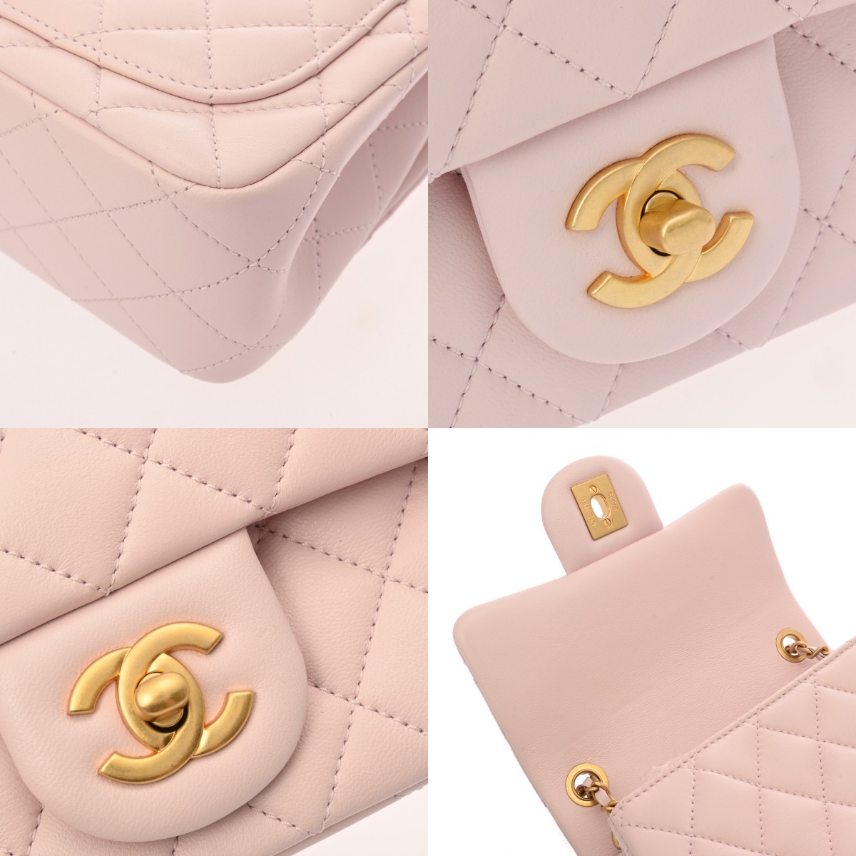 シャネル ミニマトラッセ チェーンショルダー ピンク ラムスキン