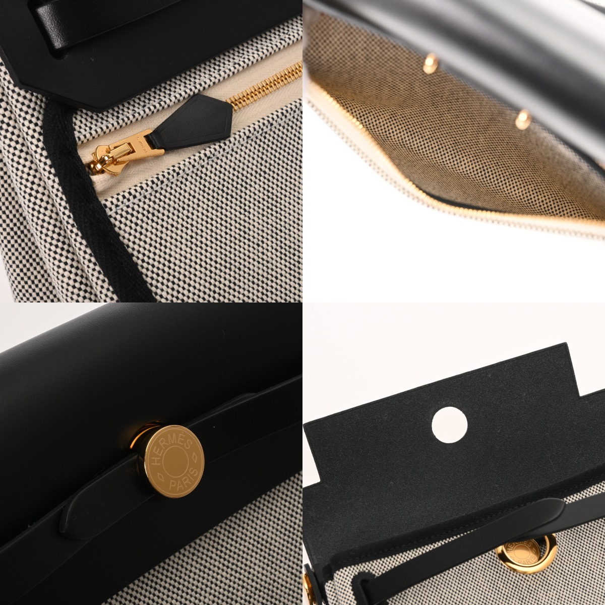 エルメス エールバッグ ジップ ミニ エクリュ/ブラック トワル