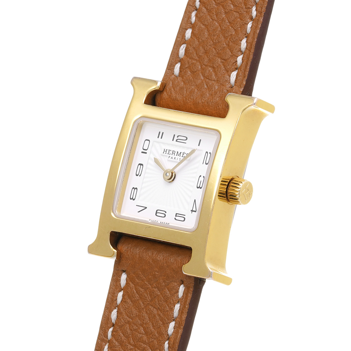 エルメス Hウォッチ ミニ HH1.101 ホワイト レディース 時計 【中古