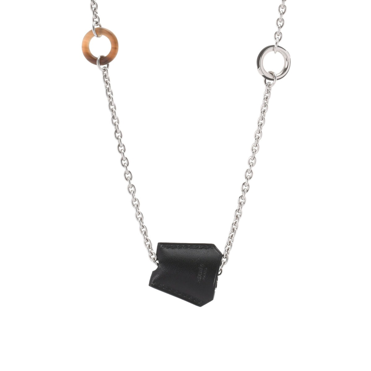 エルメス クロシェット ブラック/シルバー金具 メタル/ボックスカーフ