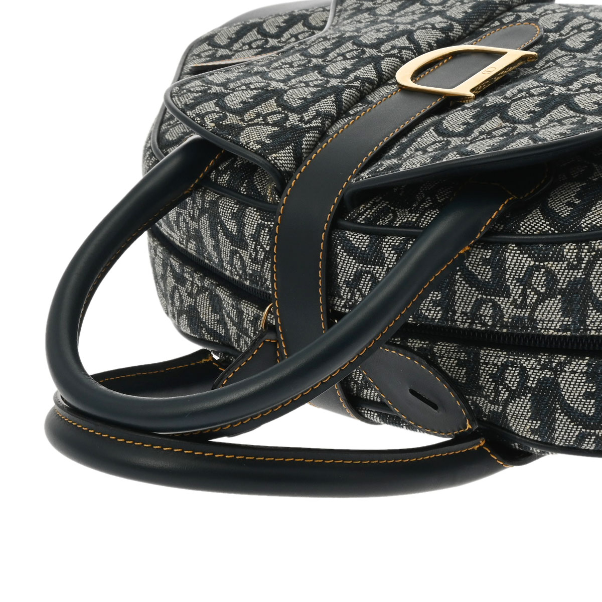 ディオール ダブルサドルバッグ トロッター柄 ネイビー/ゴールド金具