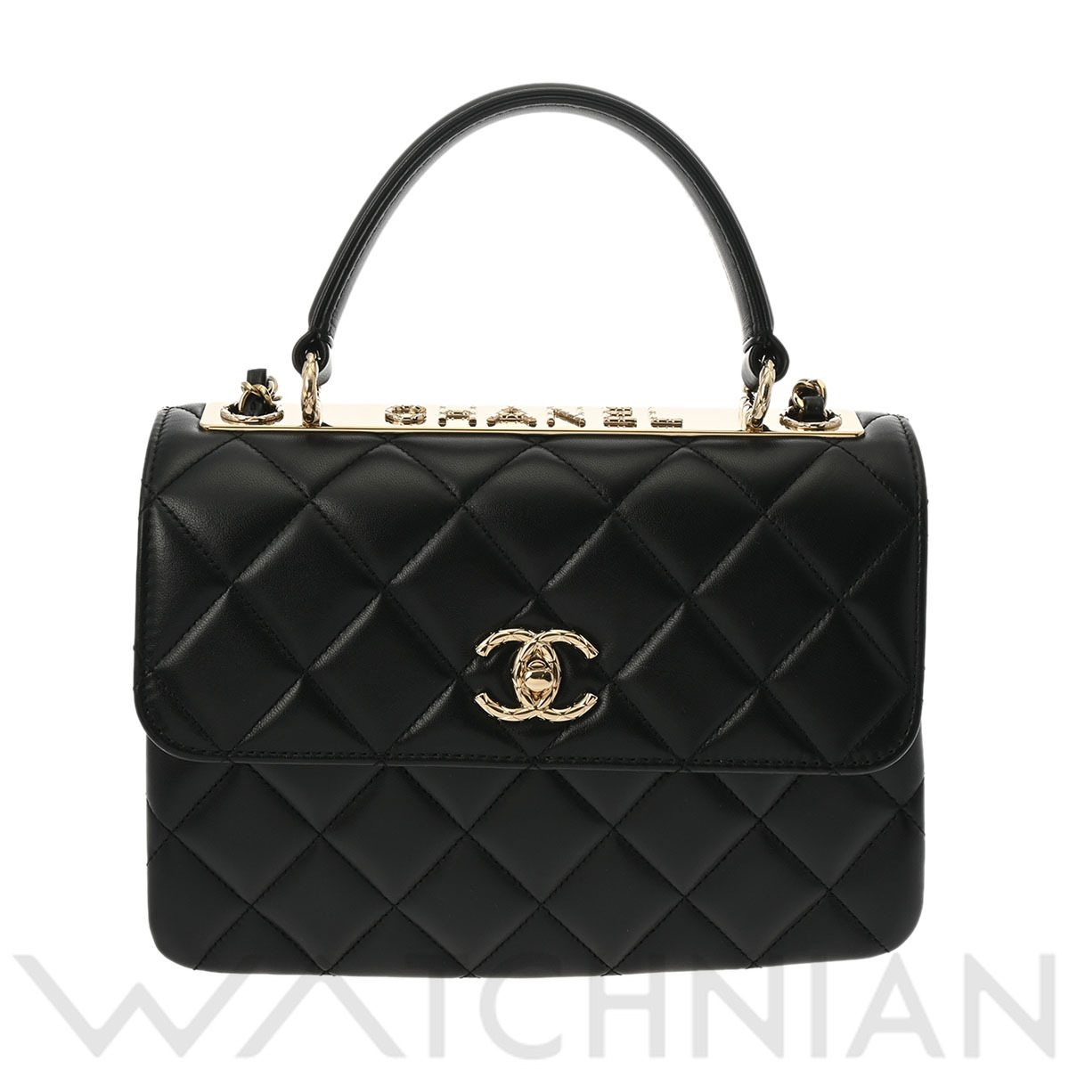 シャネル マトラッセ トップハンドル フラップバッグ ブラック