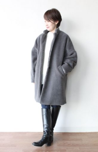 ディニテコリエ(Dignite Collier）ボアビックコート／チャコール