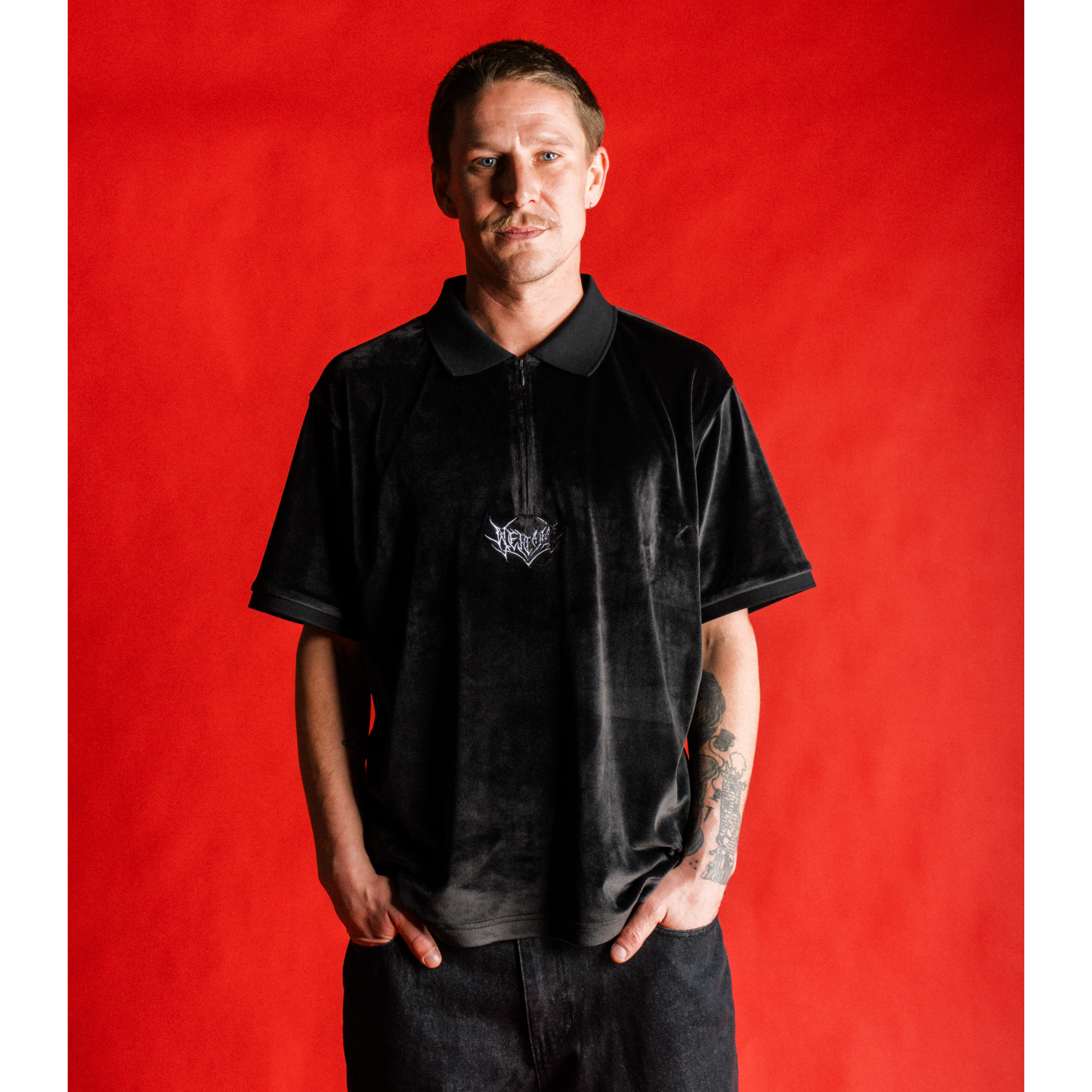 Grain Embroidered Velour Zip Polo – Welcome Skateboards