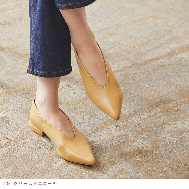 menue (メヌエ) ポインテッドトゥ 変形ローヒールパンプス 送料無料