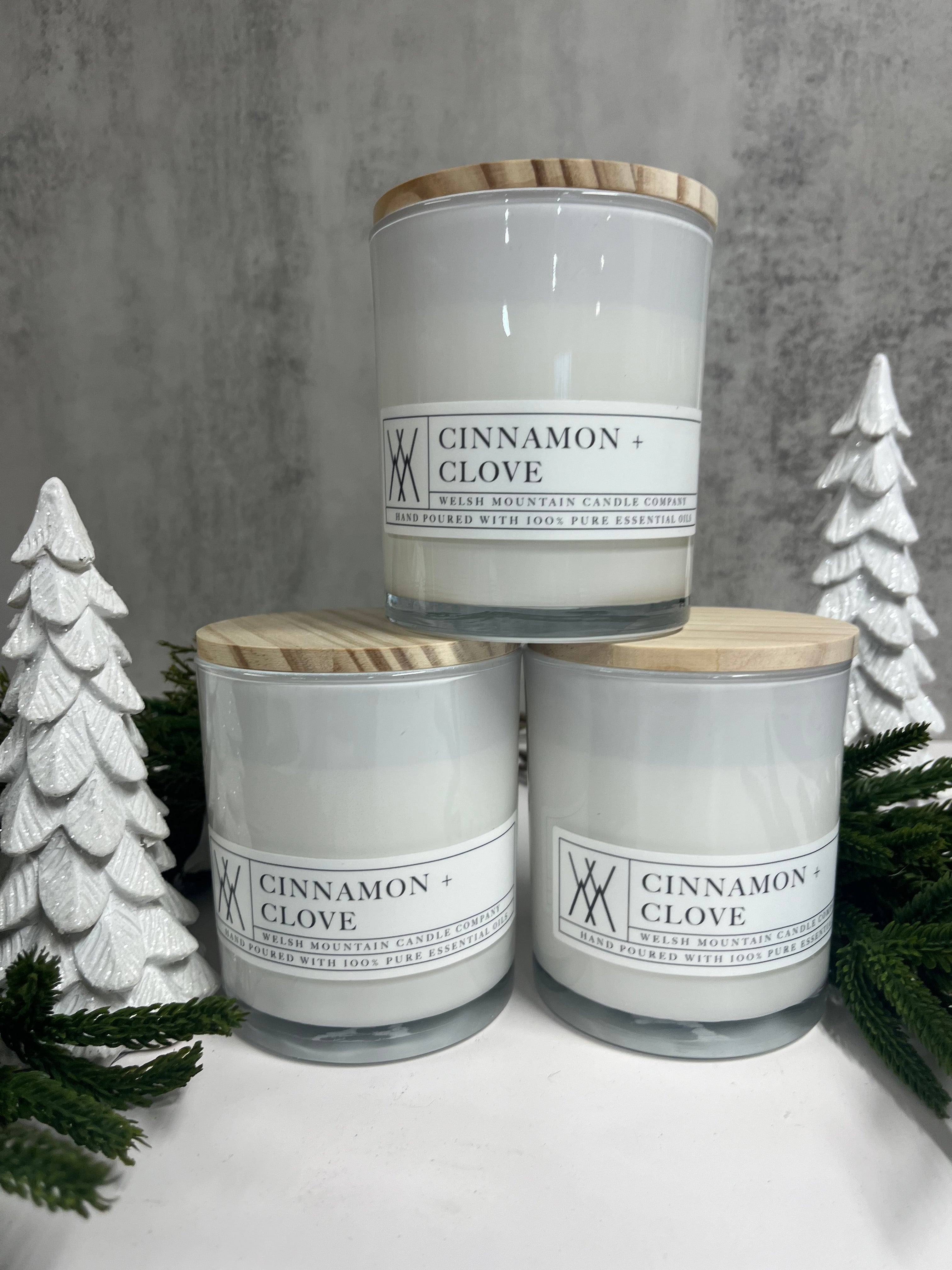 16oz Cinnamon + Clove Essential oil Candle with Bamboo lid – Welsh