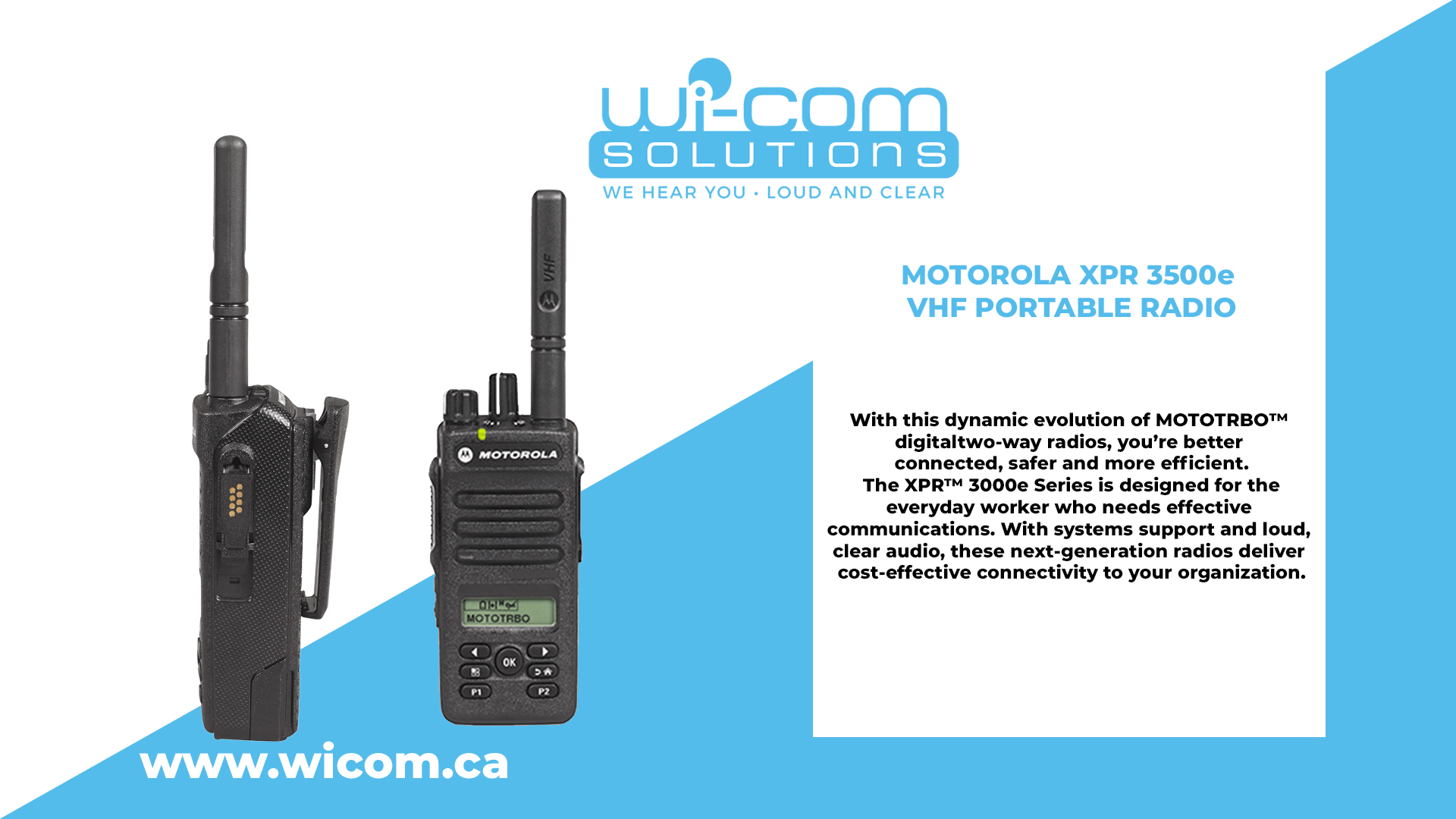 MOTOROLA XPR 3500e VHF PORTABLE RADIO - Wi-Com Solutions Inc.
