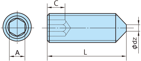 鉄(黒色酸化被膜) 六角穴付き止めねじ・トガリ先 FHSN-0000-C - ねじ