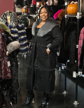 Hooded Toscana Shearling Stroller Fox Trim – Wolverine Furs