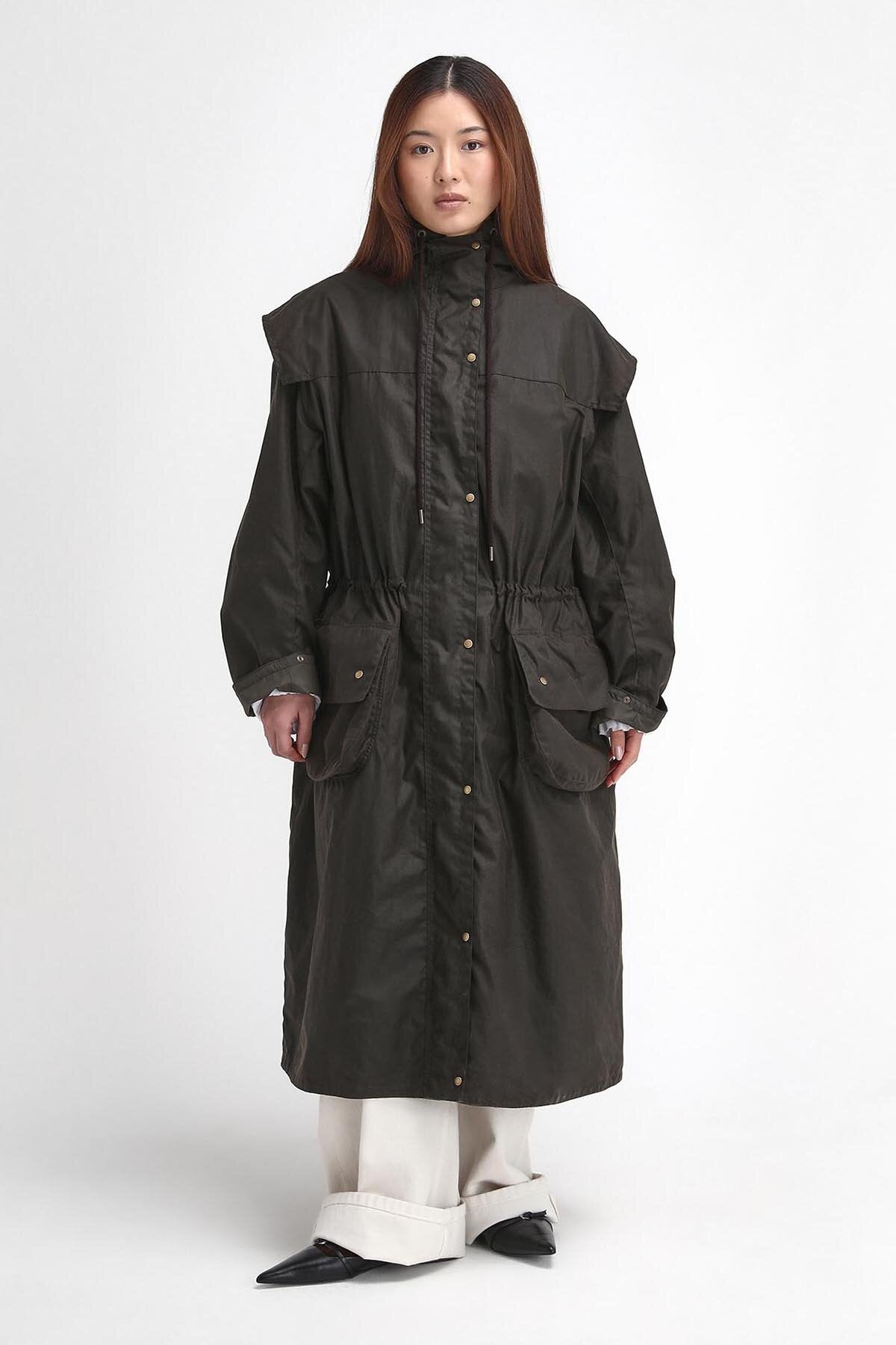 Barbour The Edit by Alexa Liam Waxed Parka Olive/dress stewart by