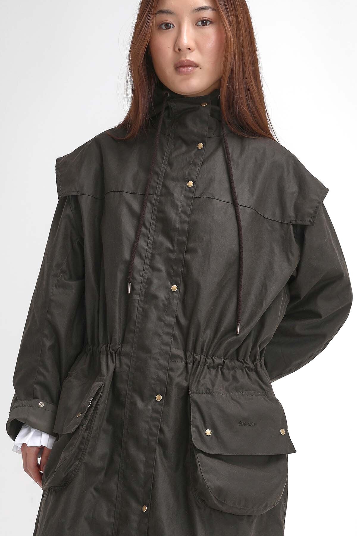 Barbour The Edit by Alexa Liam Waxed Parka Olive/dress stewart by