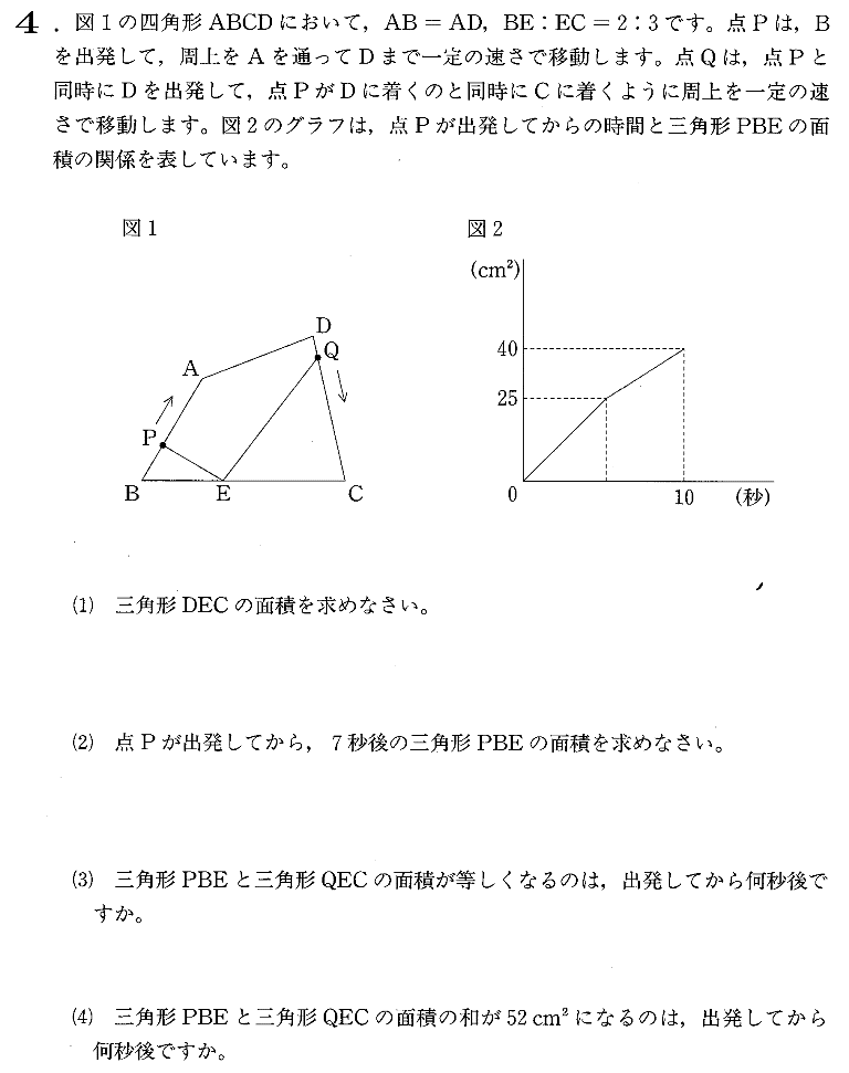 海城中学校2015年度1日目算数入試問題4.平面上の点移動 |プロ家庭教師