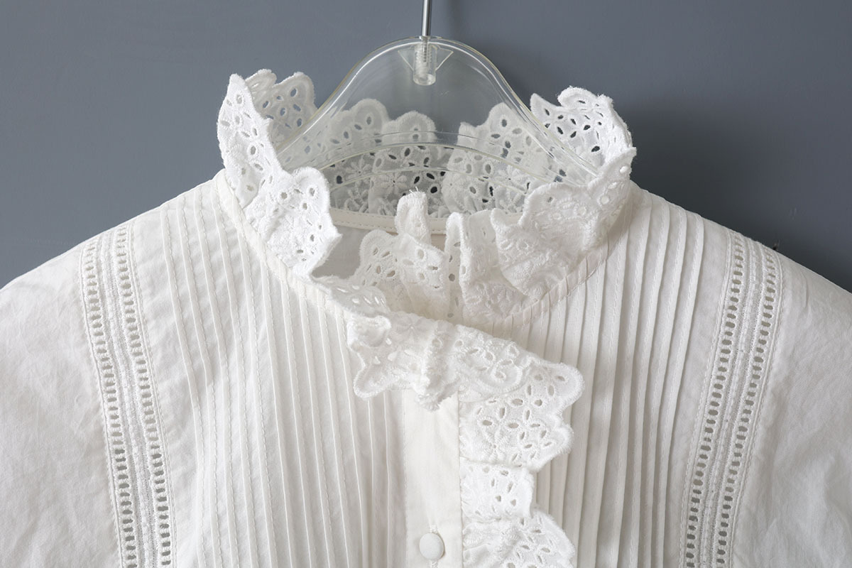 Dot and Stripes CHILD WOMAN ブロード レースピンタックブラウス