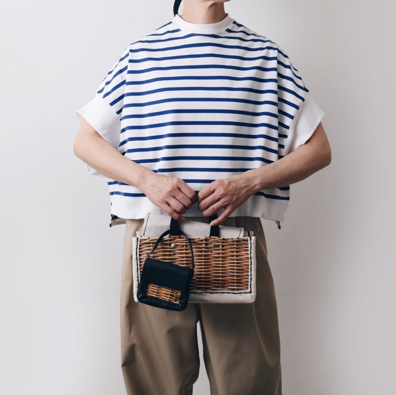 ebagos エバゴス ソフトメタリック 籐付きミニサイフ