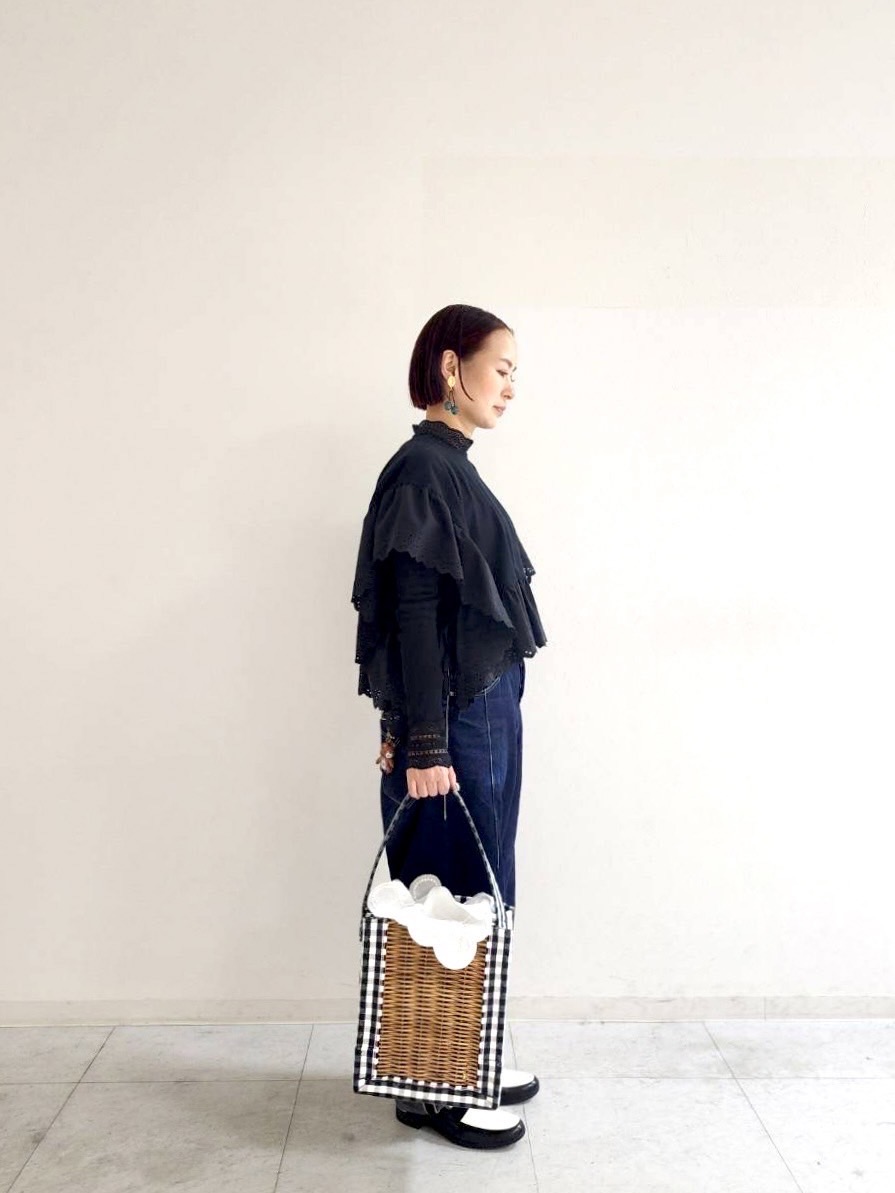 ebagos エバゴス ギンガム・ワンハンドルトート M