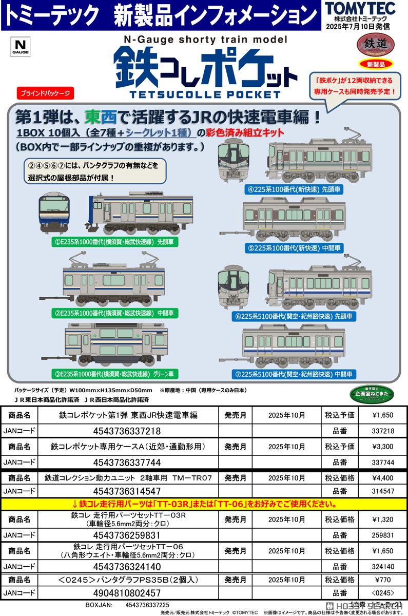 鉄コレポケット 第1弾 東西JR快速電車編 (10個入り) (鉄道模型