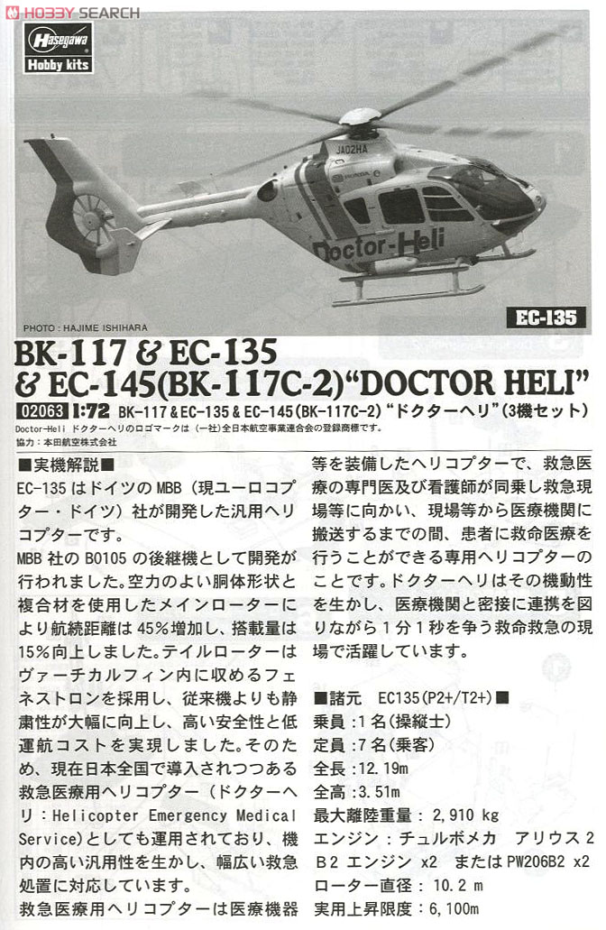 BK-117 & EC-135 & EC-145 (BK-117C-2) `Doctor Helicopter` (Plastic