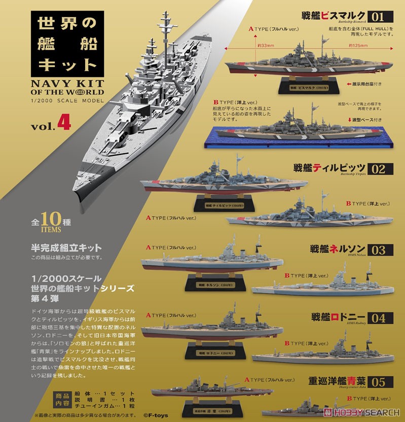 世界の艦船キット 4 10個セット (食玩) - ホビーサーチ ミリタリープラモ