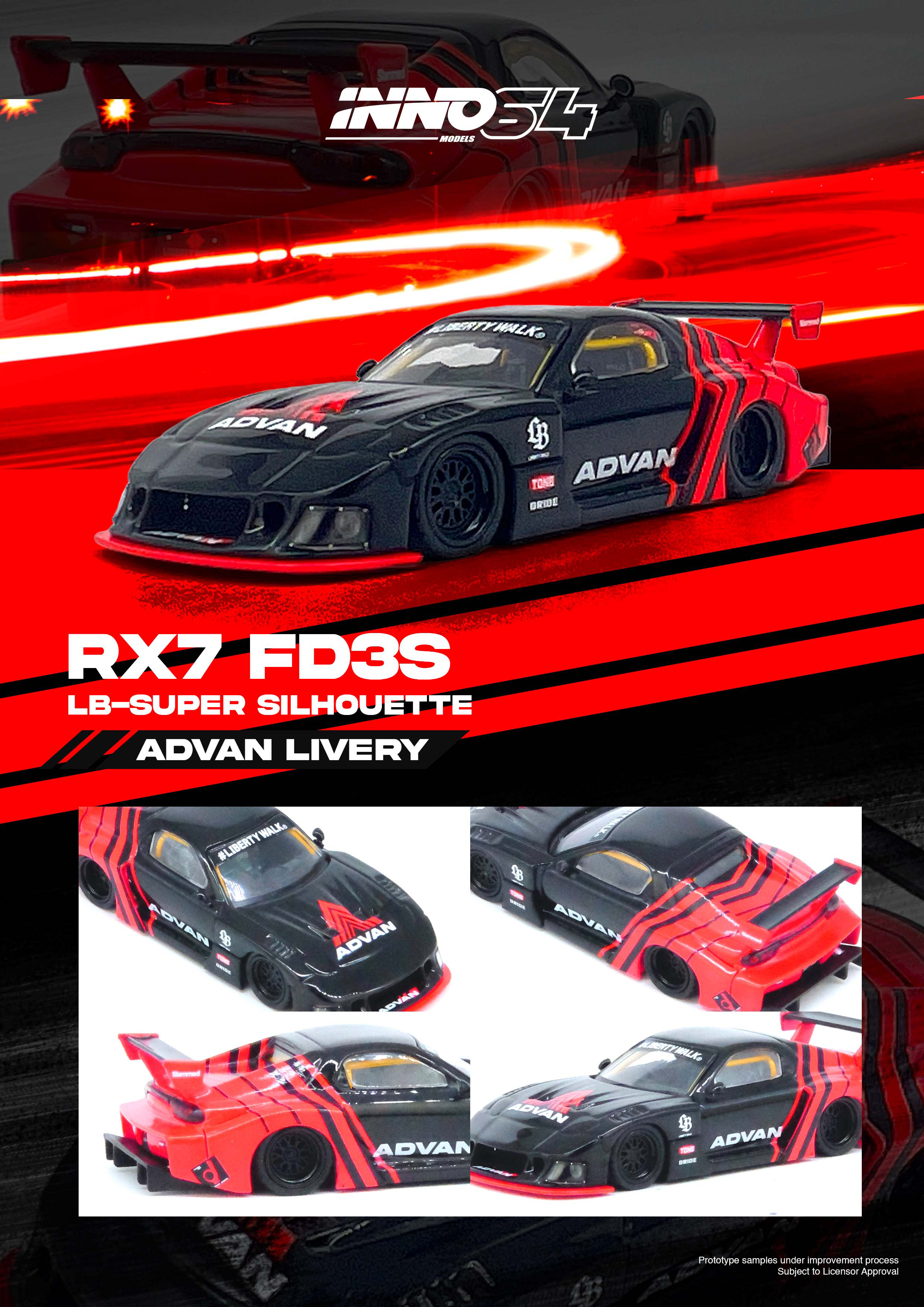 INNO64 1/64 LBWK MAZDA RX7 (FD3S) LB-SUPER SILHOUETTE ADVAN