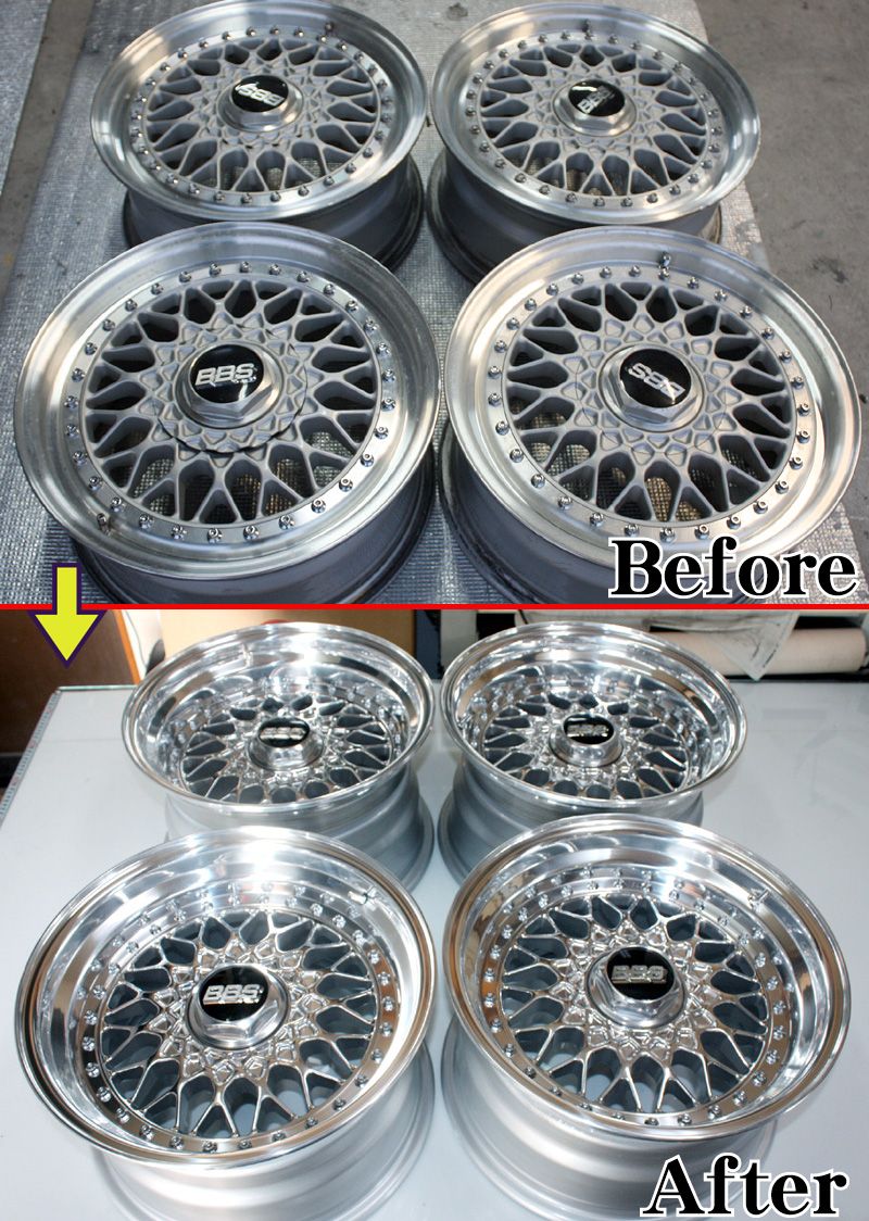 BBS-RS15インチ 100-4H ゴルフ用 バリ深のリム交換！スーパーミラー