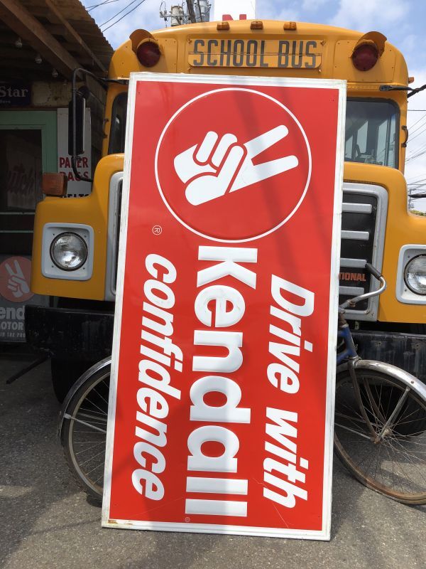 70s Vintage KENDALL DRIVE WITH KENDALL CONFIDENCE Metal Sign (S763