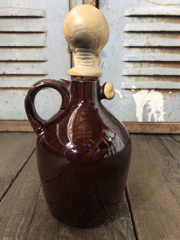 50s Vintage JAPAN Skull Poison Bottle Decanter (B275) - 2000toys