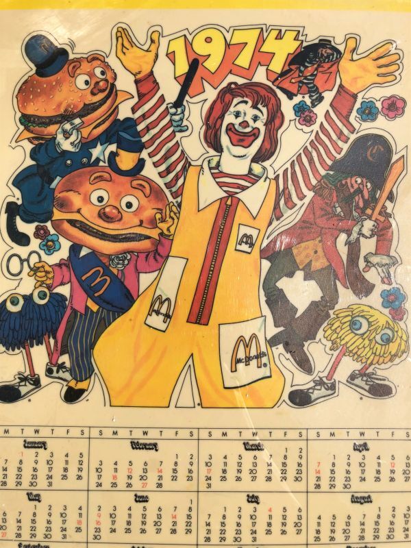 70s Vintage McDonalds GET YOUR POSTER CALENDAR Translite Store