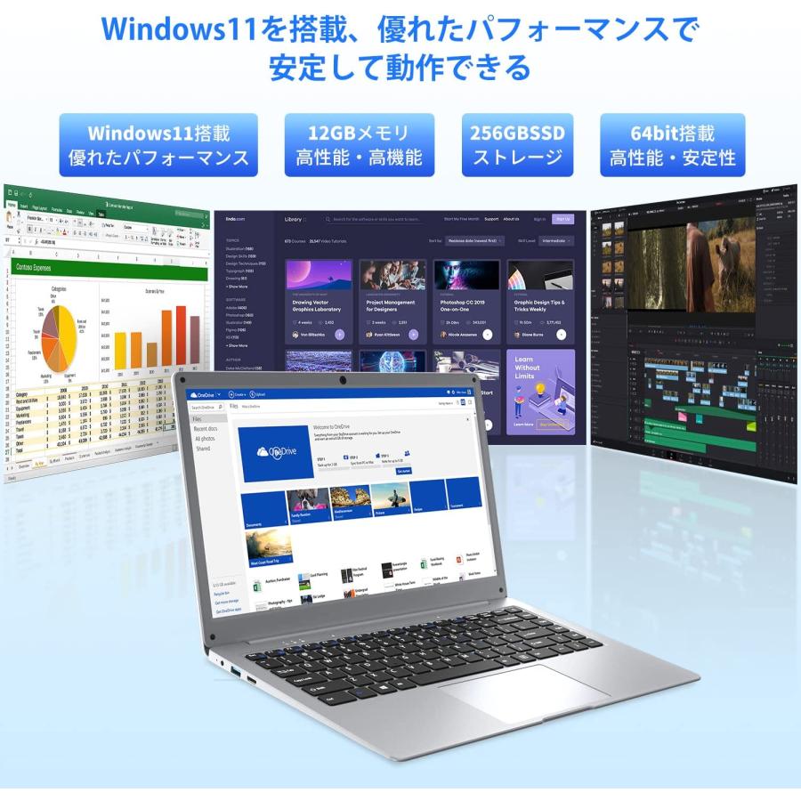 Windows11 ノートパソコン 14インチ メモリ12GB SSD256GB 1920X1080