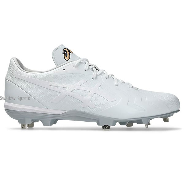 野球 スパイク アシックス 金具 白スパイク 高校野球対応 ゴールド