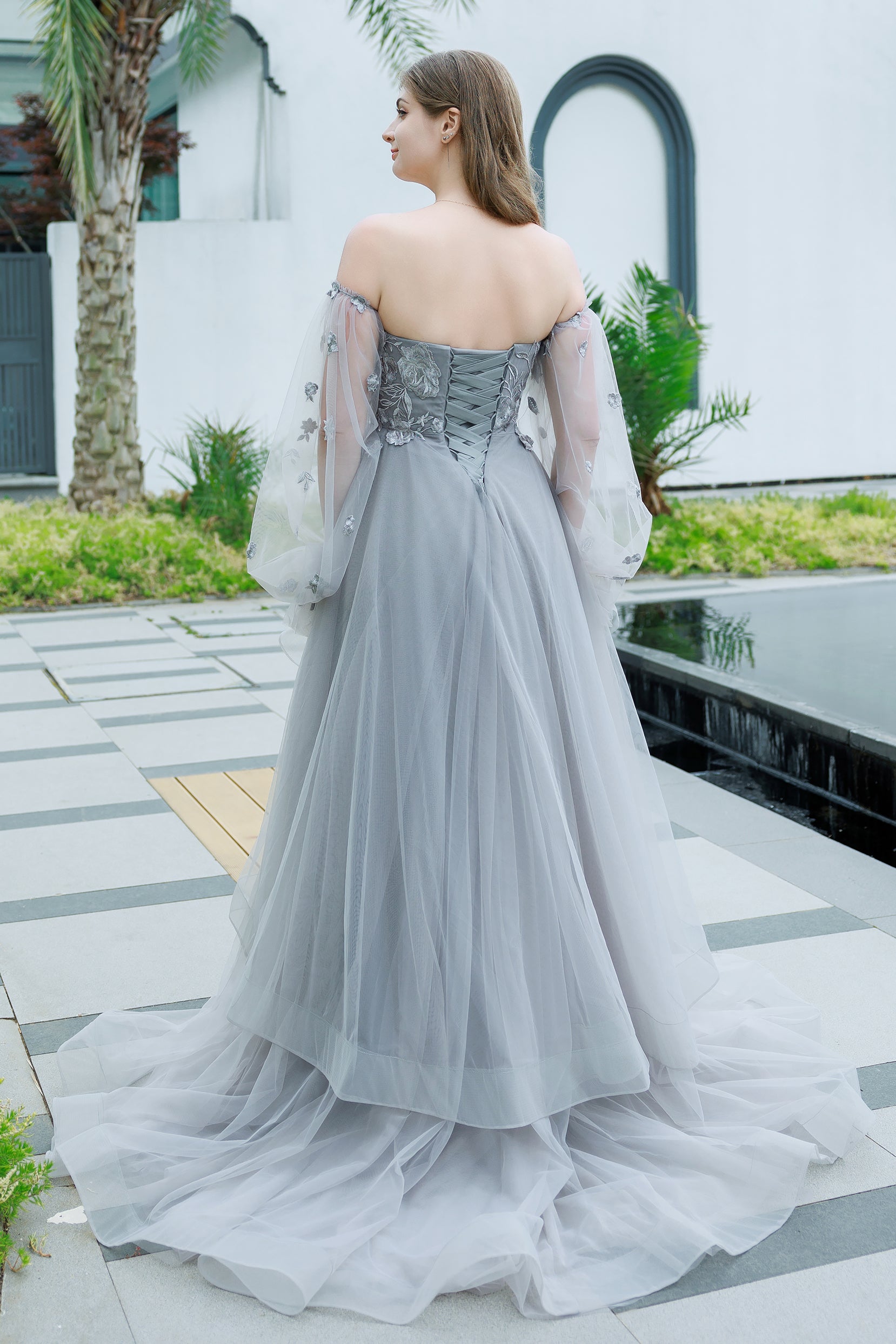 CW3302 長袖 レース カラードレス – COCOMELODY