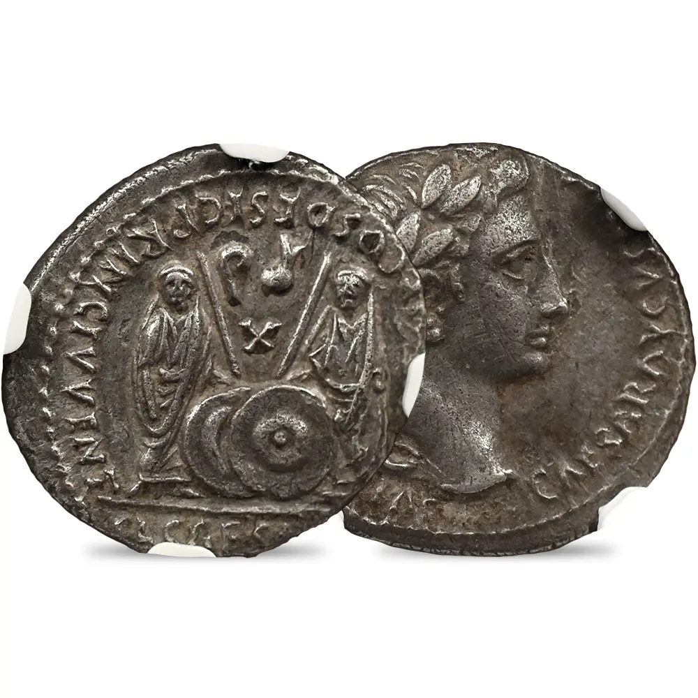 古代ローマ帝国 紀元前27-紀元14 アウグストゥス デナリウス銀貨 NGC