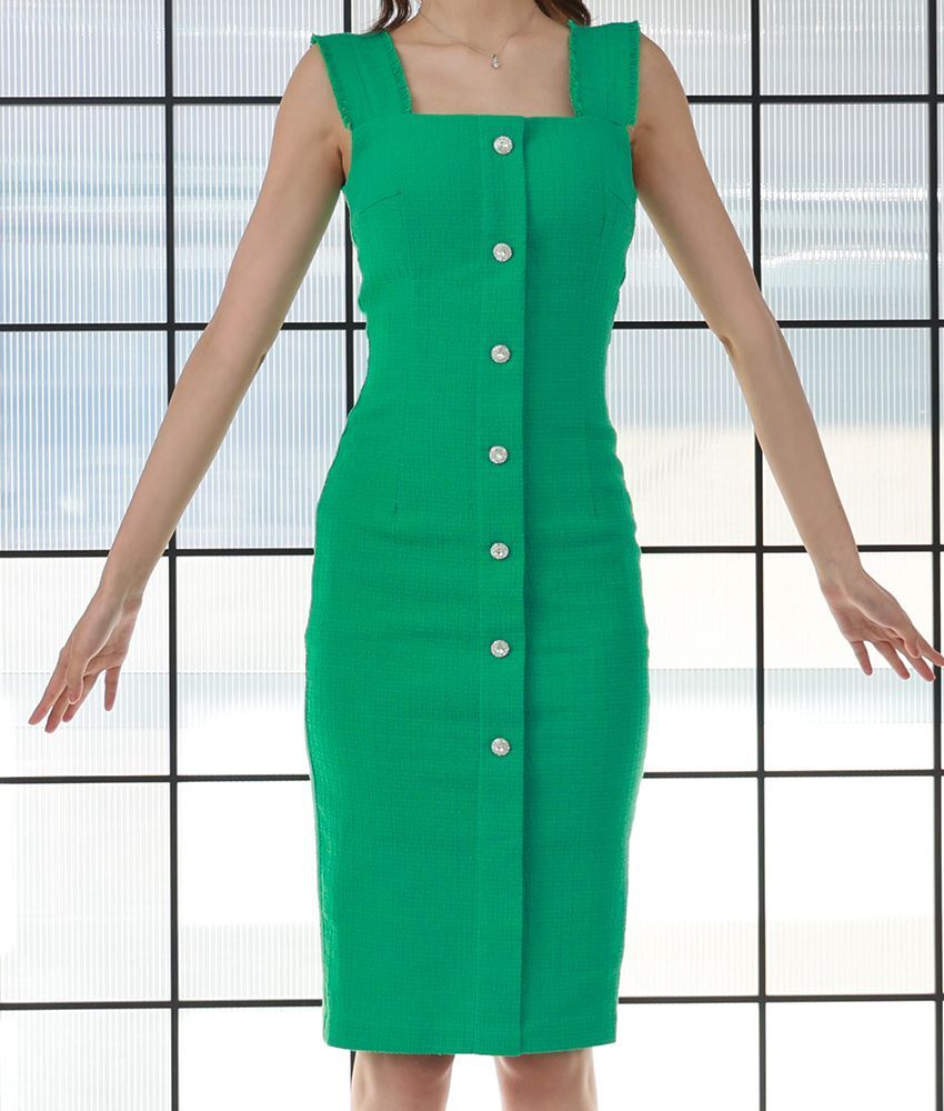 ツイードフリンジワンピース/黒木麗奈 - カラードレス