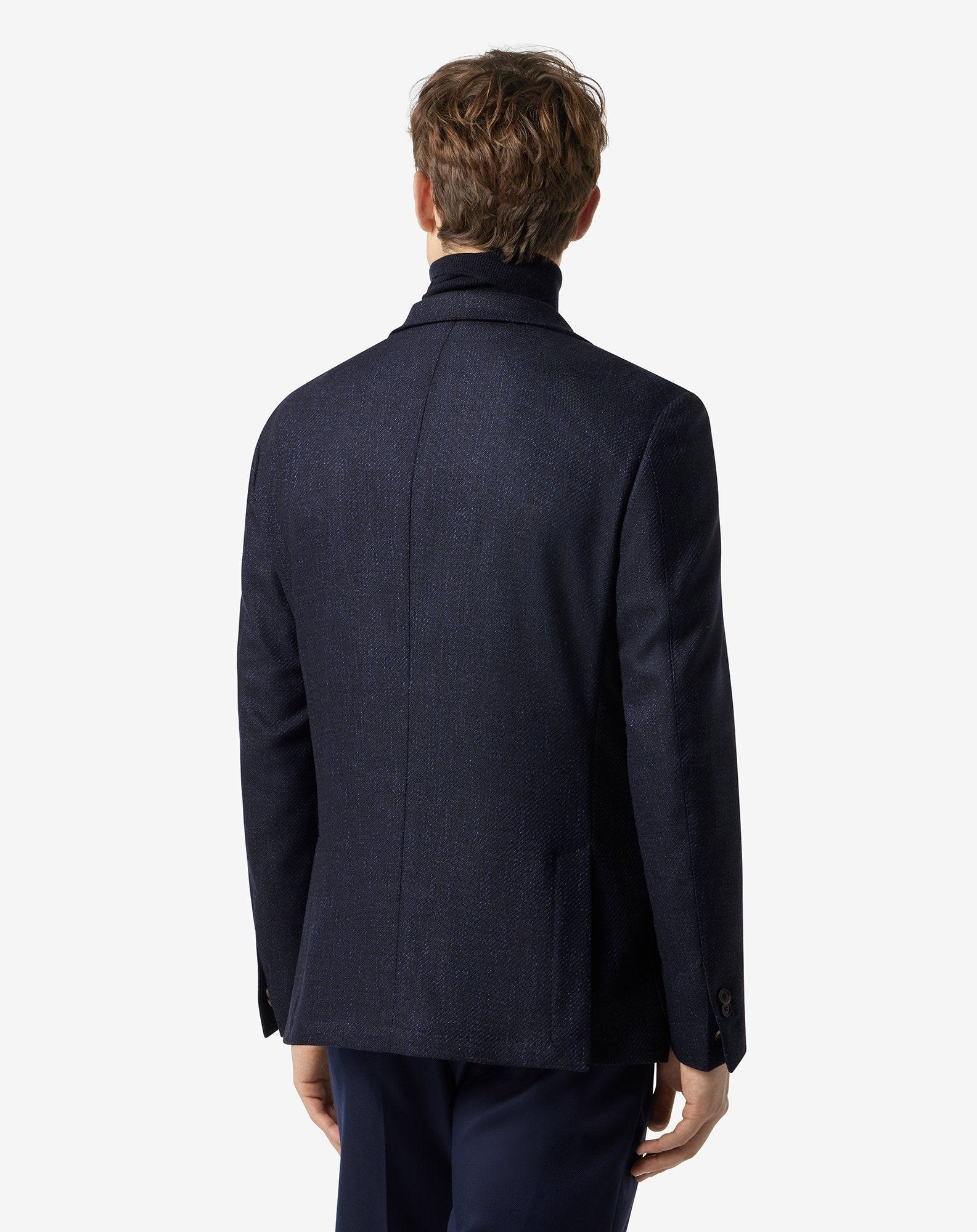 Men's blue wool, cashmere and stretch silk twill jacket | Corneliani