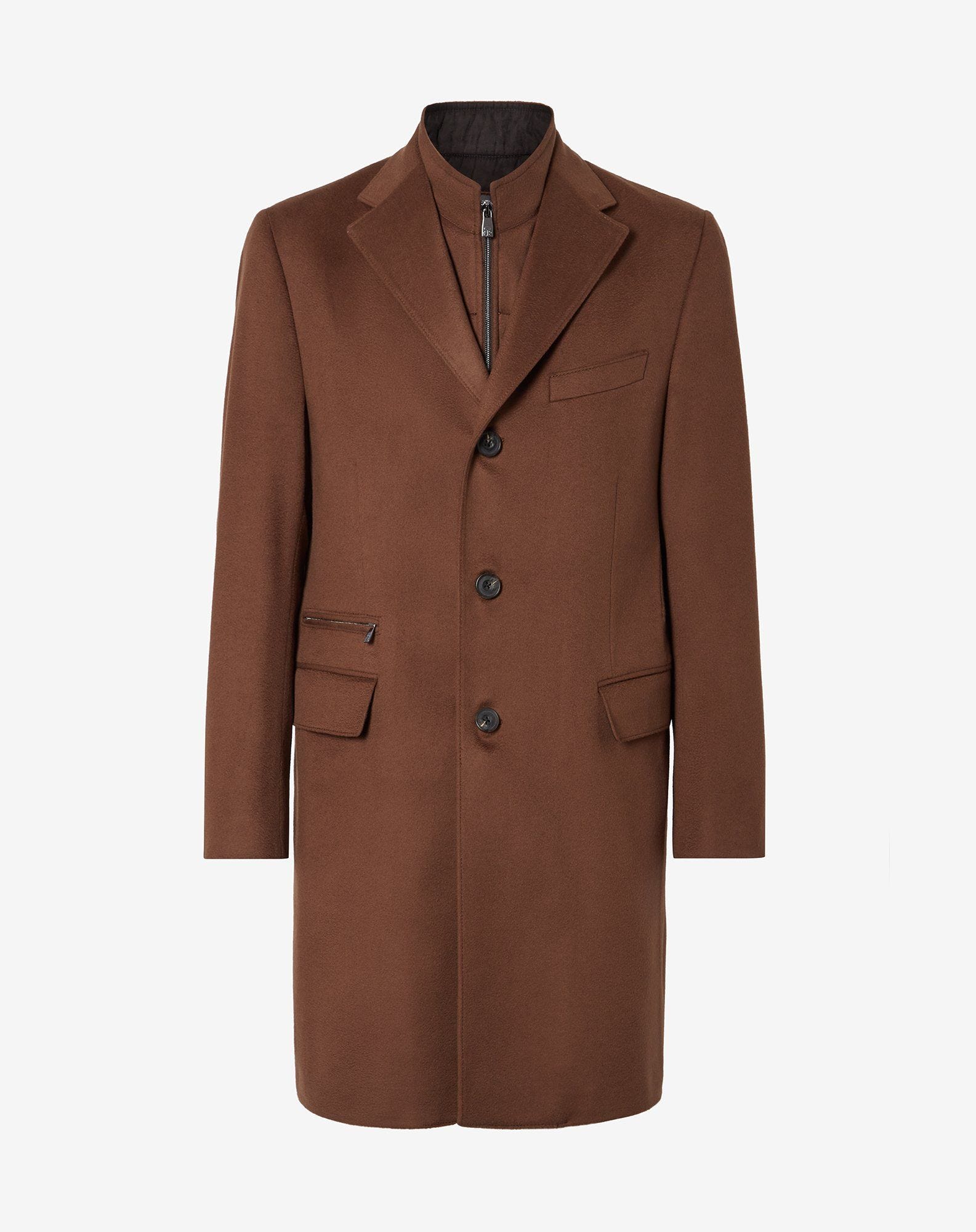 Men's blue wool beaver coat with detachable vest | Corneliani
