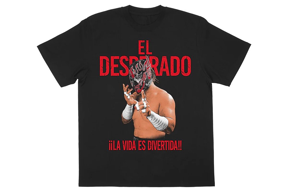 エル・デスペラード「LA VIDA ES DIVERTIDA」Tシャツ（ブラック×レッド