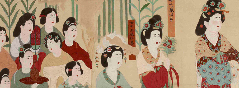 古民家整理品 中国唐時代敦煌莫高窟壁画 彩絵人物像 発掘