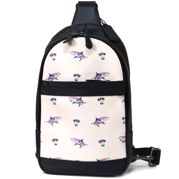 COACH】コーチ メンズ コーティングキャンパス レザー サメ シャーク