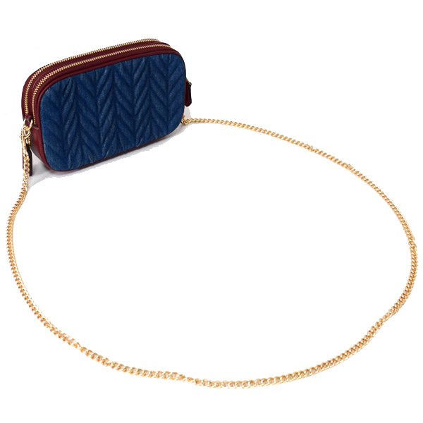 COACH】コーチ デニム スムースレザー デニム キルティング チェーン