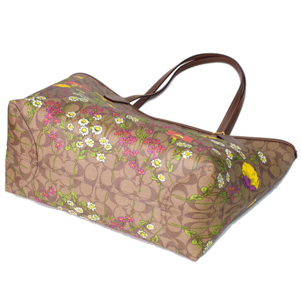 COACH】コーチ コーティングキャンバス レザー シグネチャー ガーデン